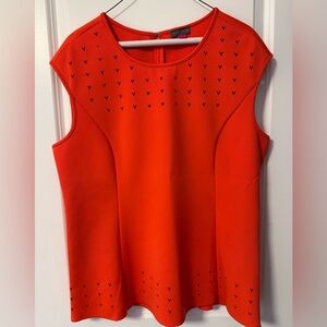 Vince Camuto Orange Heart Cut Out Blouse Top